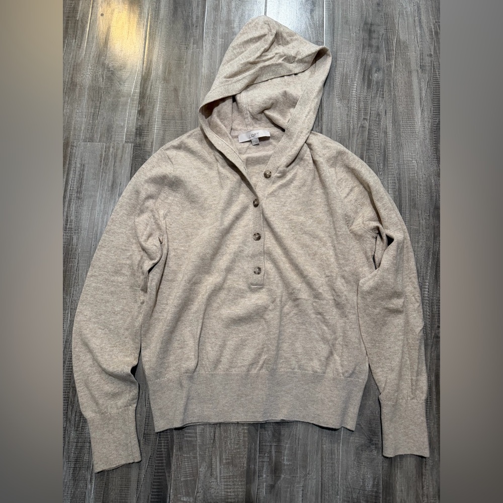 LOFT Cream Hooded Sweater
